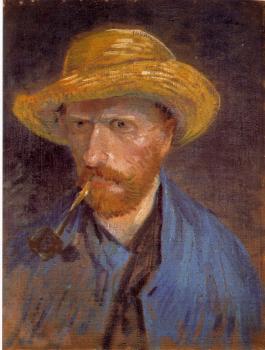 Vincent Van Gogh : Self-Portrait with Straw Hat and Pipe